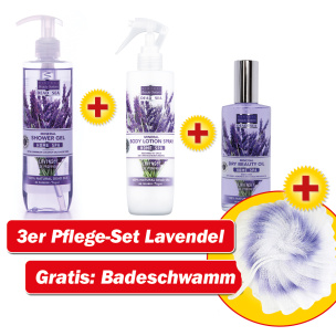 Home SPA Pflegeset Lavendel 3 tlg. + GRATIS Badeschwamm