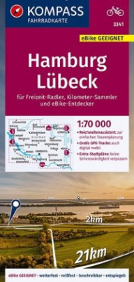 KOMPASS Fahrradkarte Hamburg, Lübeck 1:70.000, FK 3341