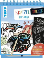 Kratzel-Sticker für Jungs, m. Holz-Kratzstift