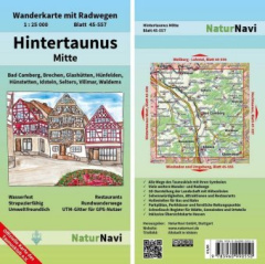 NaturNavi Wanderkarte mit Radwegen Hintertaunus Mitte