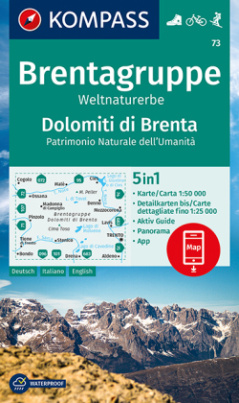 KOMPASS Wanderkarte Brentagruppe, Weltnaturerbe, Dolomiti di Brenta