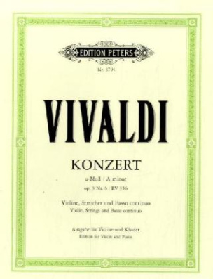 Konzert für Violine, Streicher und Basso continuo  a-Moll op.3,6 RV 356, Klavierauszug